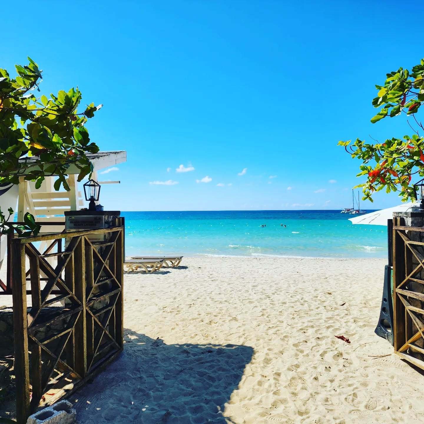 beautiful view from the hotel to the caribbean beach